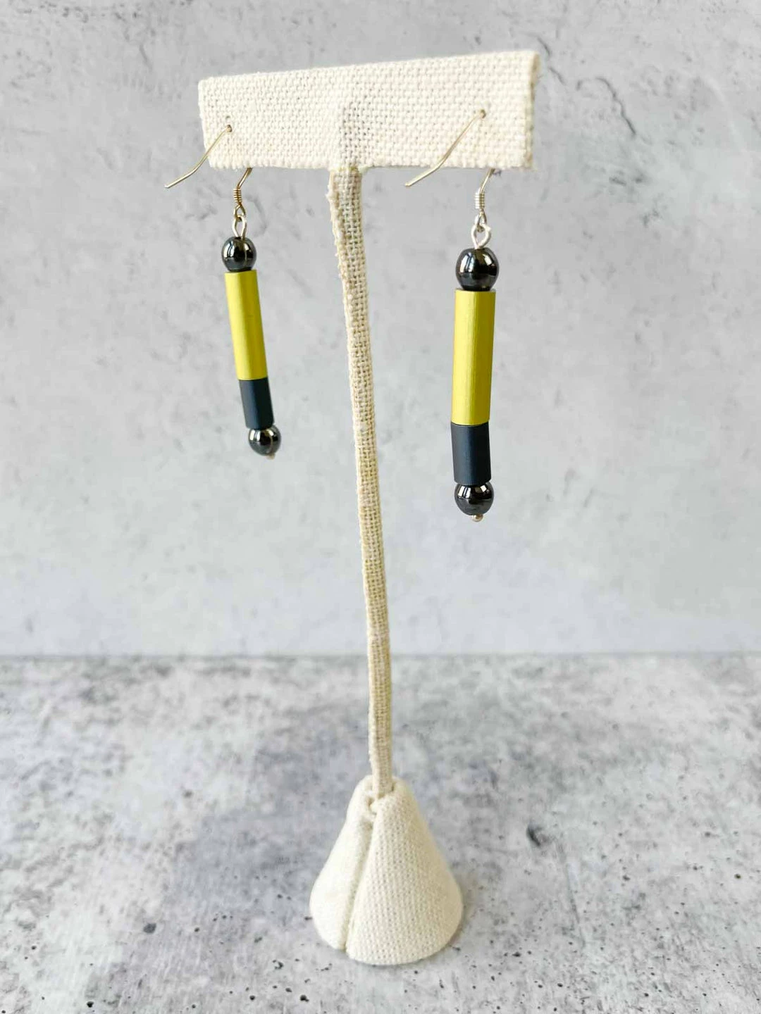 Christina Brampti Linear Aluminum Tube Drop Earrings, Yellow/Grey