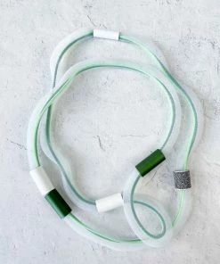 Christina Brampti Long Elastic In Tulle Necklace, Green/White Christina Brampti