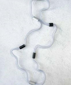 Christina Brampti Long Elastic In Tulle Necklace, Light Grey/Black