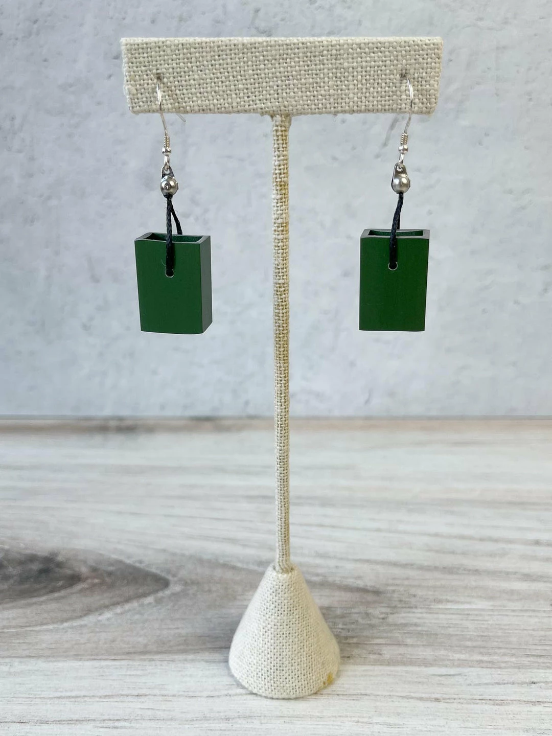 Christina Brampti Small Rectangular Aluminum Drop Earrings, Green