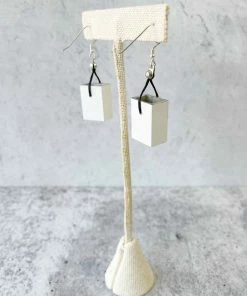 Christina Brampti Christina Brampti Small Rectangular Aluminum Drop Earrings, White