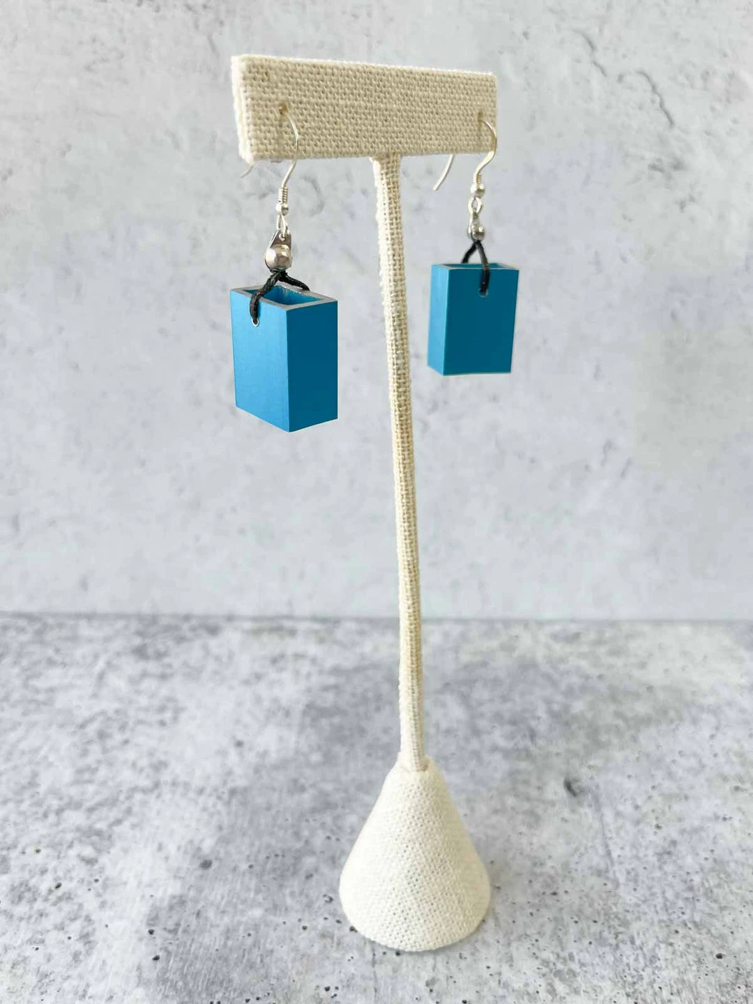 Christina Brampti Small Rectangular Aluminum Drop Earrings, Turquoise
