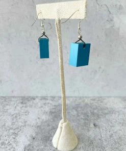 Christina Brampti Small Rectangular Aluminum Drop Earrings, Turquoise