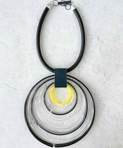 Christina Brampti XL Acrylic Circles Necklace, Black/Clear/Yellow Christina Brampti