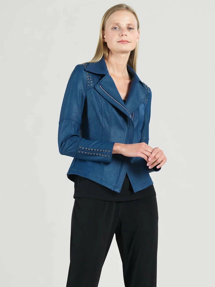 Clara Sunwoo Clara Sunwoo Studded Liquid Leather Jacket, Navy