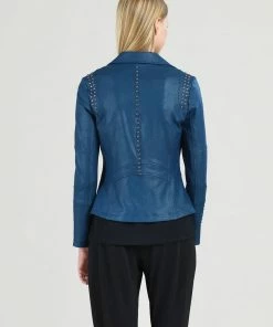 Clara Sunwoo Clara Sunwoo Studded Liquid Leather Jacket, Navy