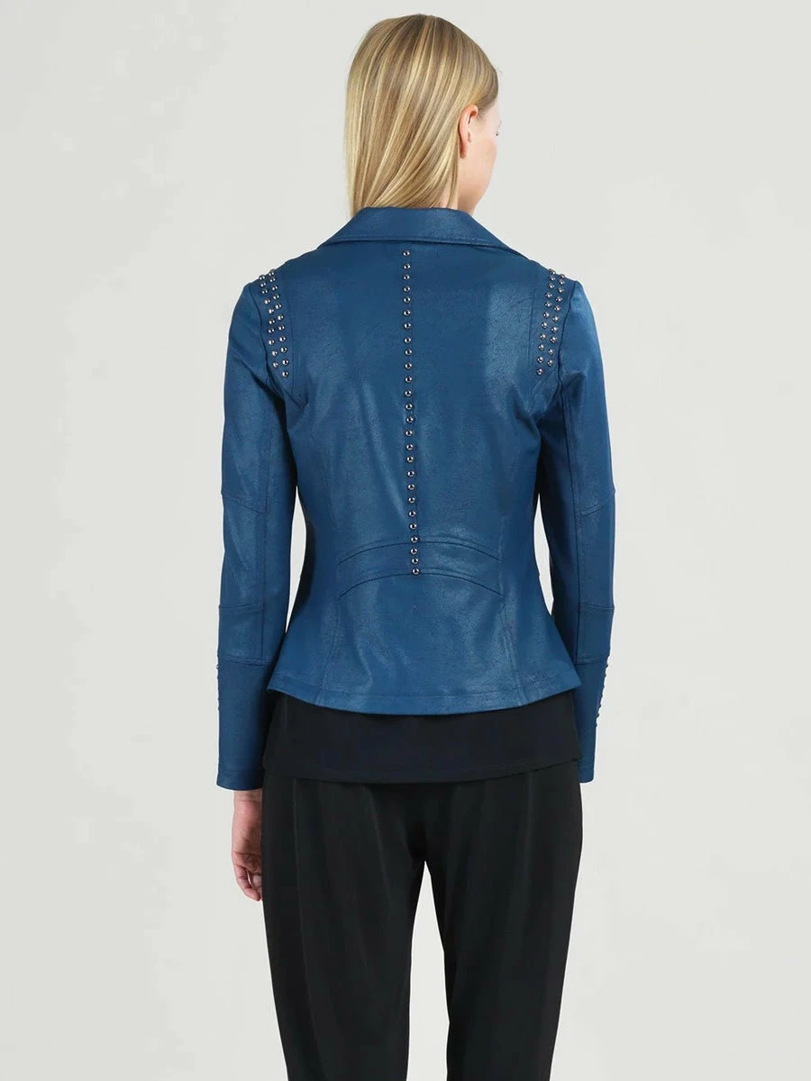 Clara Sunwoo Clara Sunwoo Studded Liquid Leather Jacket, Navy