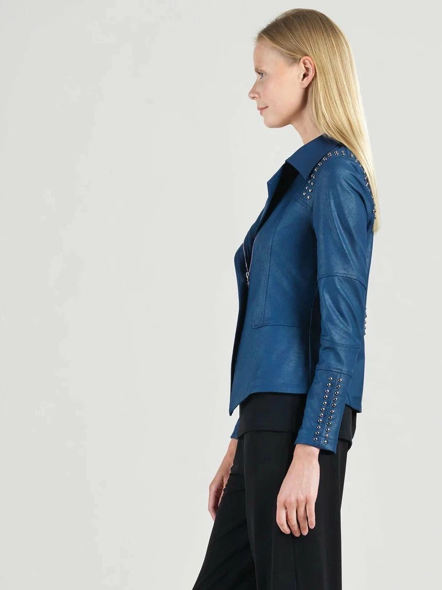 Clara Sunwoo Clara Sunwoo Studded Liquid Leather Jacket, Navy