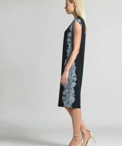 Clara Sunwoo Lace Trim Print Silhouette V-Neck Dress