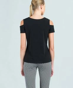 Clara Sunwoo Clara Sunwoo Open Shoulder Short Sleeve Top, Black