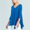 Clara Sunwoo Clara Sunwoo V-Neck Hi-Low Envelope Hem Tunic, Dazzling Blue