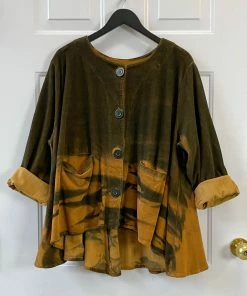 Dress To Kill Swing Coat, Mustard Cord Ninja Zebra Dye Dress To Kill