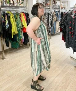 Dress To Kill Glamour Tuck Dress, Green Brown Tie Dye