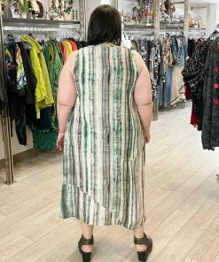 Dress To Kill Glamour Tuck Dress, Green Brown Tie Dye