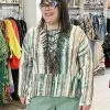Dress To Kill Dress To Kill Long Sleeve Flounce Pullover, Green Brown Tie Dye