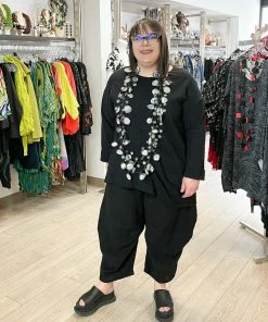 Dress To Kill Long Tuck Pullover, Black Cotton Gauze