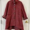 Dress To Kill Mock Collar Welt Jacket, Red Faux Wool Dress To Kill