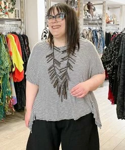 Dress To Kill Tea Shirt, White Black Stripe Lycra