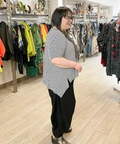 Dress To Kill Tea Shirt, White Black Stripe Lycra