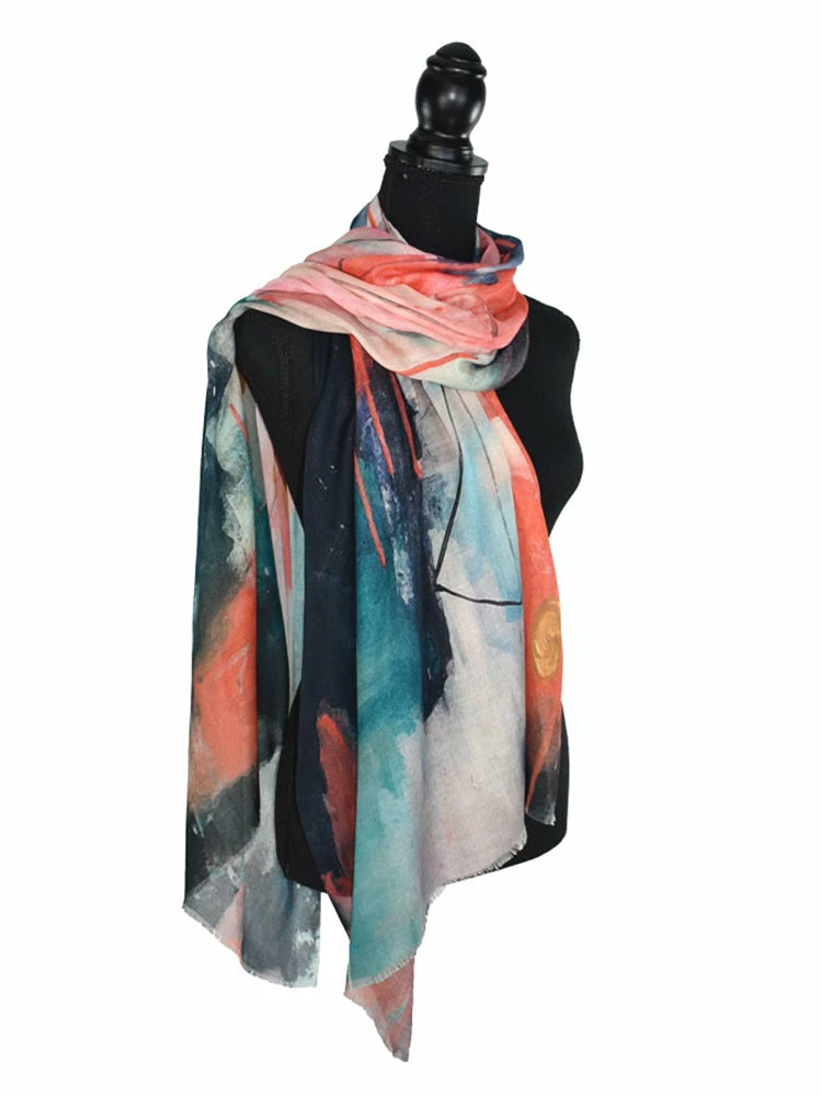 Dupatta Designs Kennedy Modal Scarf, Blue/Pink Dupatta Designs
