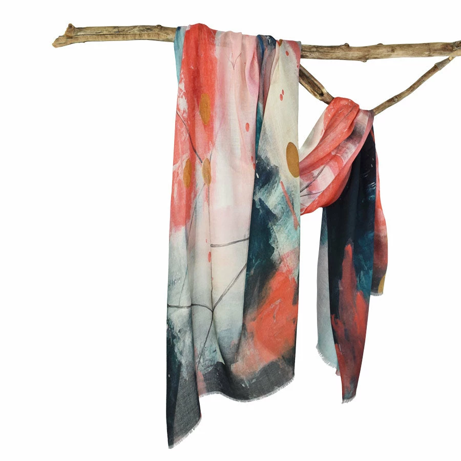 Dupatta Designs Kennedy Modal Scarf, Blue/Pink Dupatta Designs