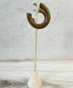 Escape From Paris Wooden Hoop Earrings, Dark Natural