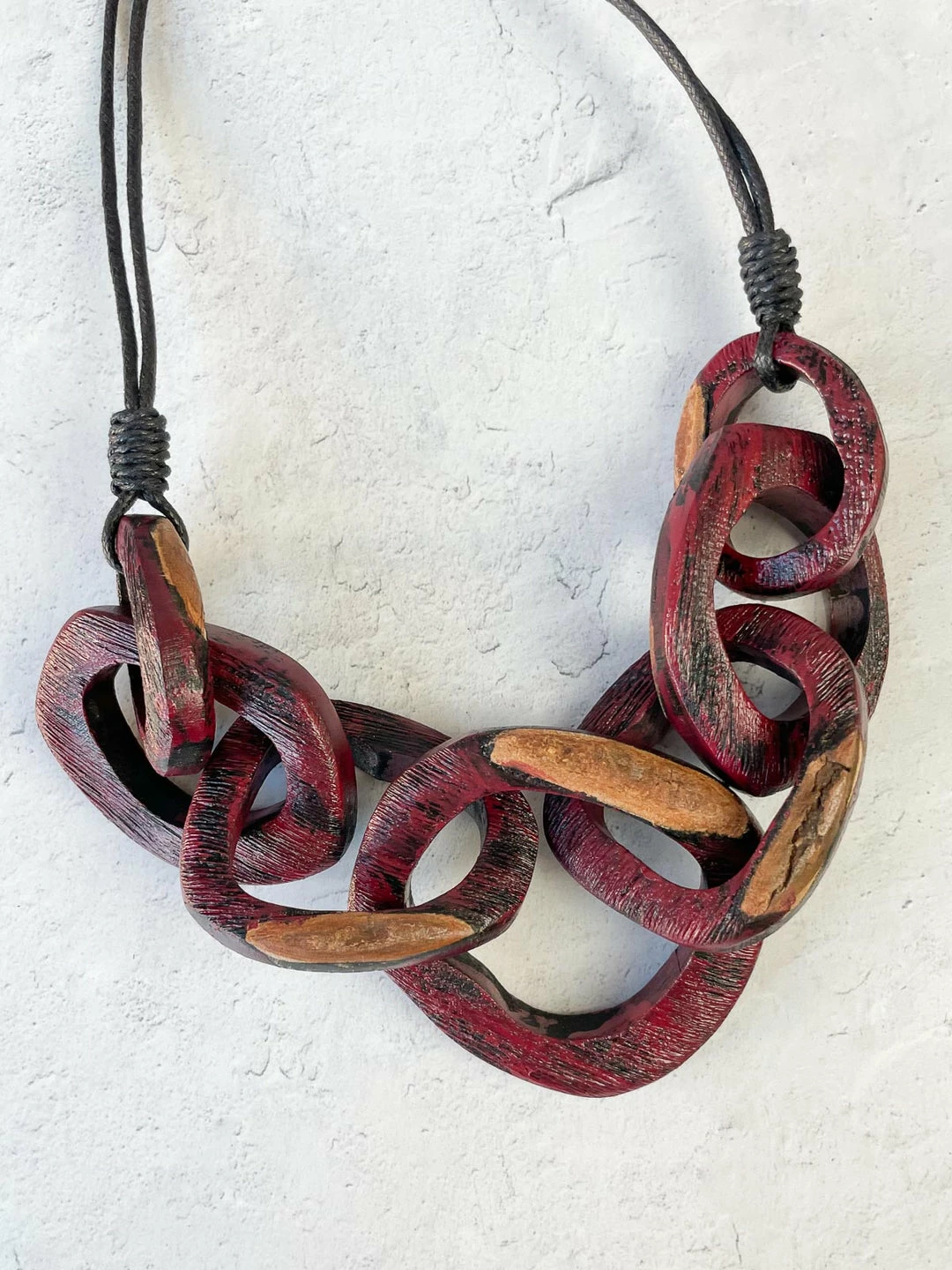 Escape From Paris Escape From Paris Chunky Wooden Rings Necklace, Ruby