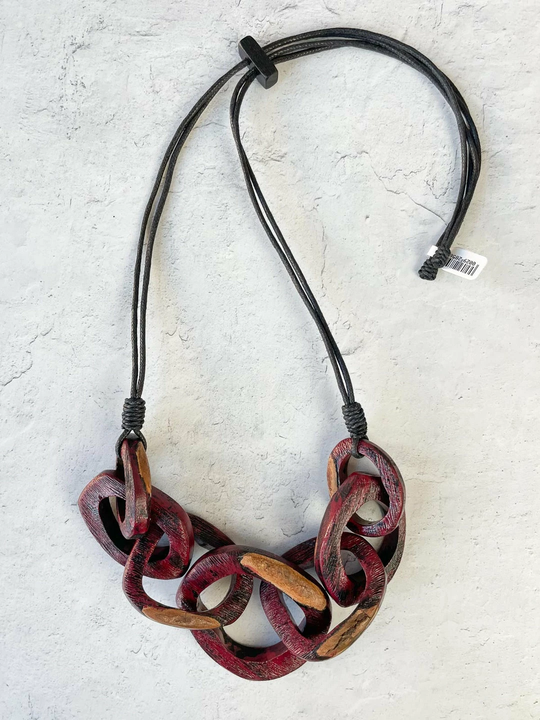 Escape From Paris Escape From Paris Chunky Wooden Rings Necklace, Ruby