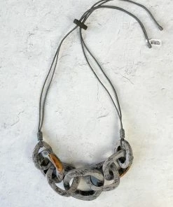 Escape From Paris Escape From Paris Chunky Wooden Rings Necklace, Grey