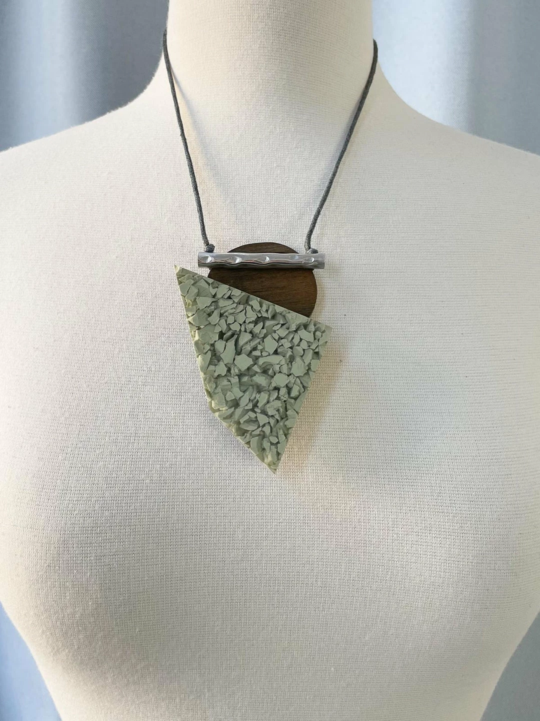 Escape From Paris Escape From Paris Geometric Wood & Resin Necklace, Grey
