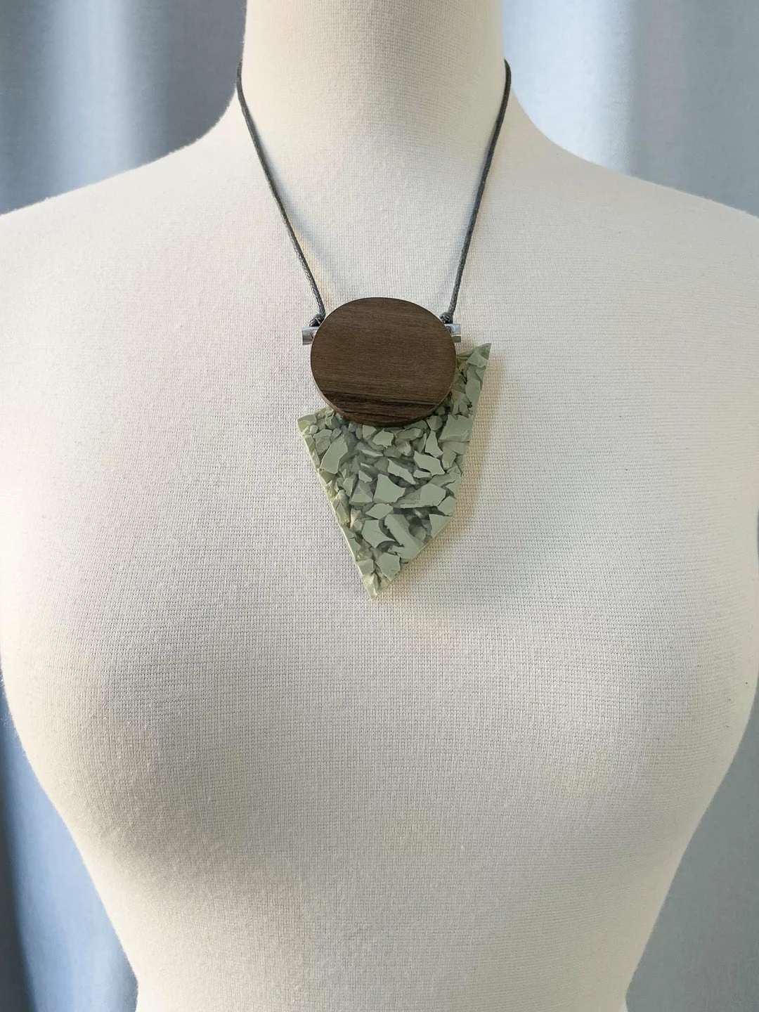 Escape From Paris Escape From Paris Geometric Wood & Resin Necklace, Grey