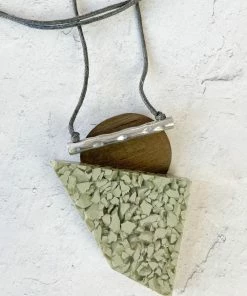 Escape From Paris Escape From Paris Geometric Wood & Resin Necklace, Grey