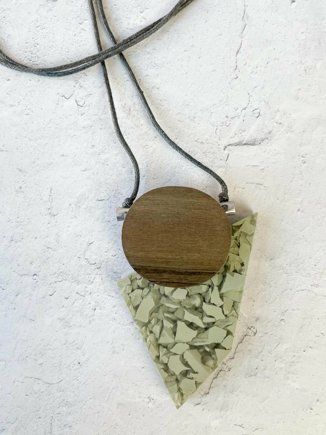 Escape From Paris Escape From Paris Geometric Wood & Resin Necklace, Grey