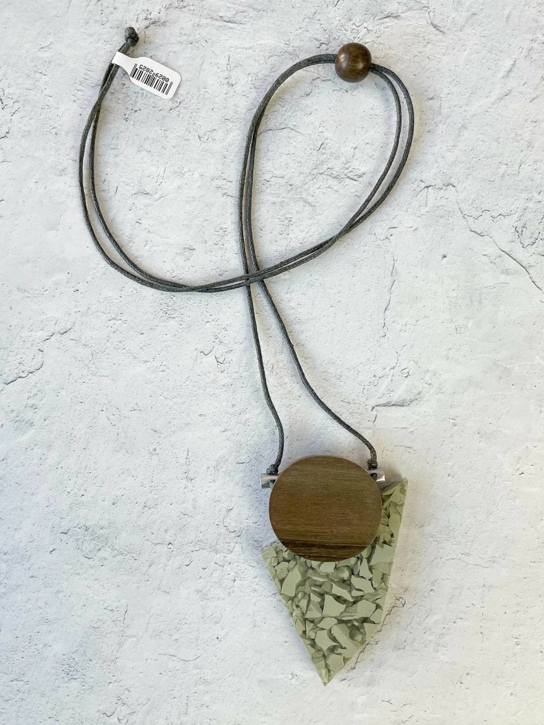 Escape From Paris Escape From Paris Geometric Wood & Resin Necklace, Grey