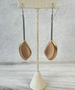 Escape From Paris Long Tube Drop Earrings, Matte Gold/Silver