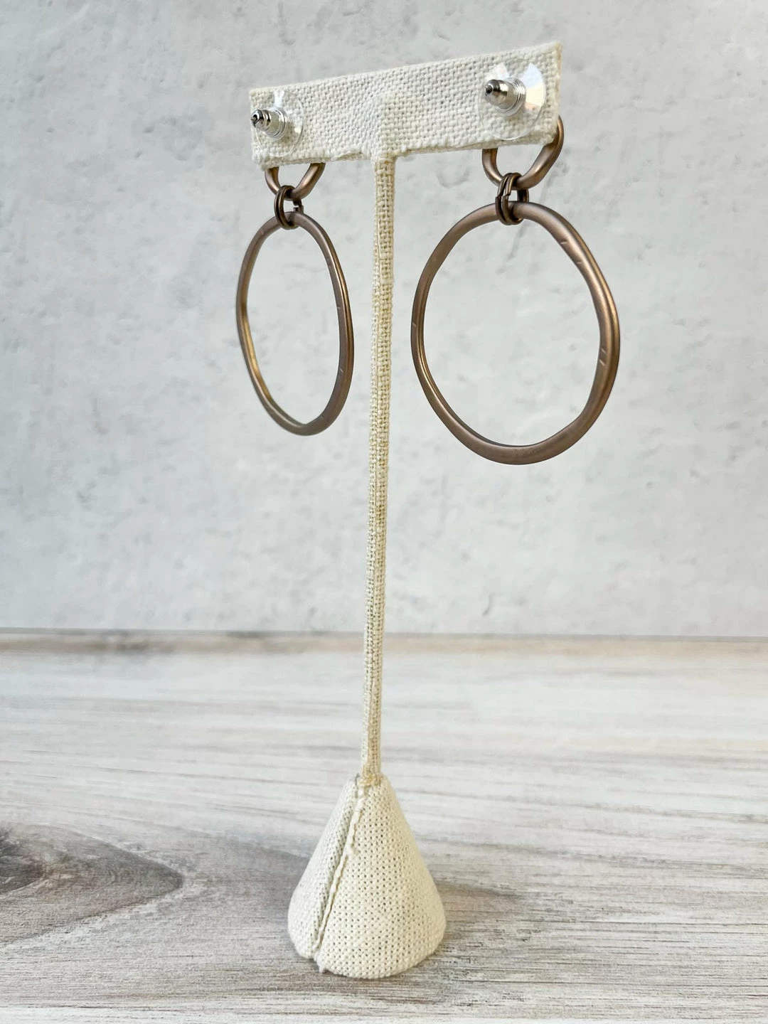 Escape From Paris Escape From Paris Hammered Circled Drop Earrings, Matte Caramel