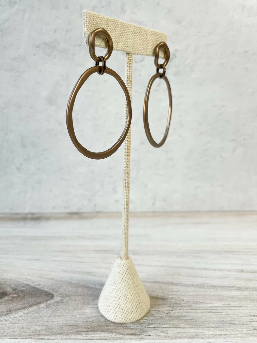 Escape From Paris Escape From Paris Hammered Circled Drop Earrings, Matte Caramel