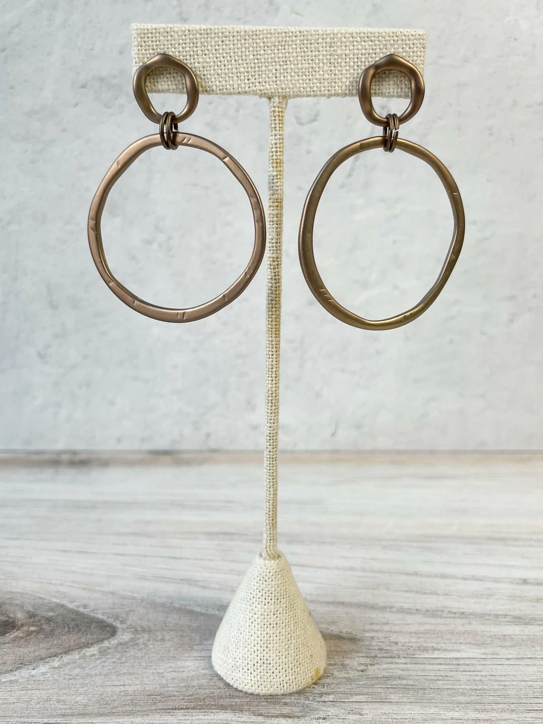 Escape From Paris Escape From Paris Hammered Circled Drop Earrings, Matte Caramel