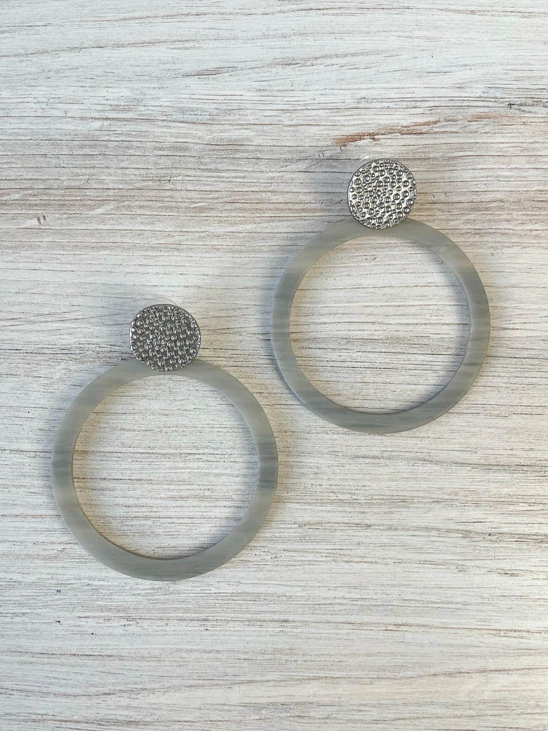 Escape From Paris Escape From Paris Large Resin Circle Post Earrings, Silver/Grey