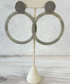 Escape From Paris Escape From Paris Large Resin Circle Post Earrings, Silver/Grey