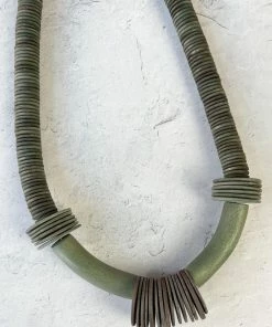 Escape From Paris Two-Tone Wood Disc Bead Necklace, Truffle Escape From Paris