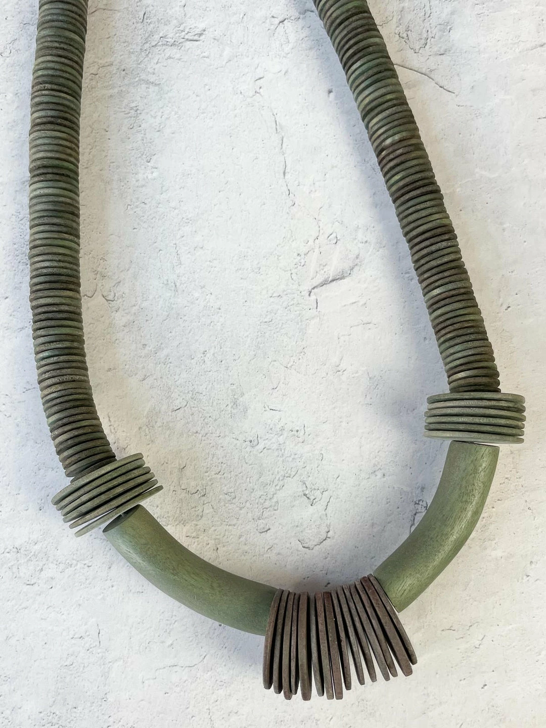 Escape From Paris Two-Tone Wood Disc Bead Necklace, Truffle Escape From Paris