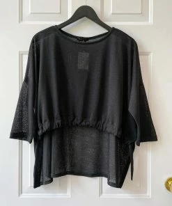 Eva Varro High Low Front Pull Tunic, Black Boucle Eva Varro