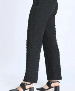 IC Collection IC Collection Check Pucker Tapered Pant, Black