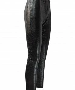IC Collection Crushed Faux Leather Legging, Black