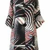 IC Collection Multicolor Print Bell Sleeve Jacket, Black IC Collection