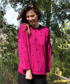 Iridium Holly Sweater, Fuchsia Iridium