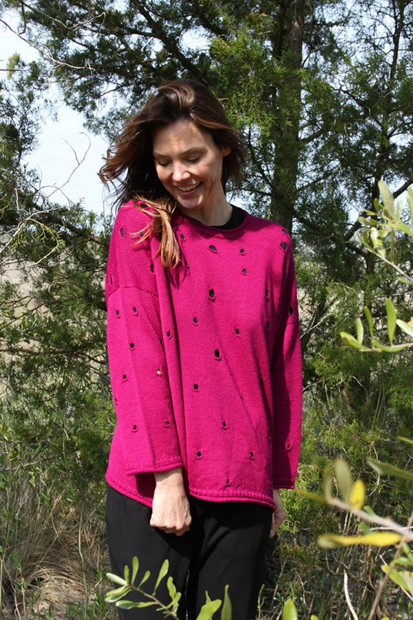 Iridium Holly Sweater, Fuchsia Iridium