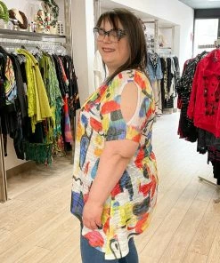 Jess & Jane Rio Burnout Cold Shoulder Tunic, Multi