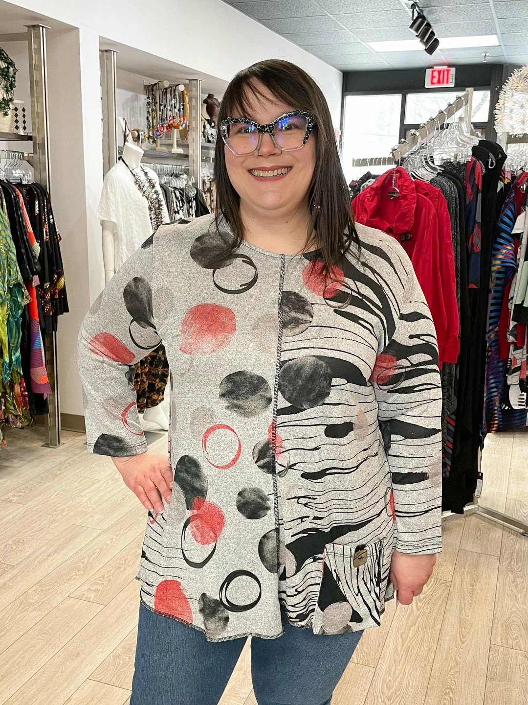 Jess & Jane Dazzling Heather Knit Pocket Top, Multi Jess & Jane